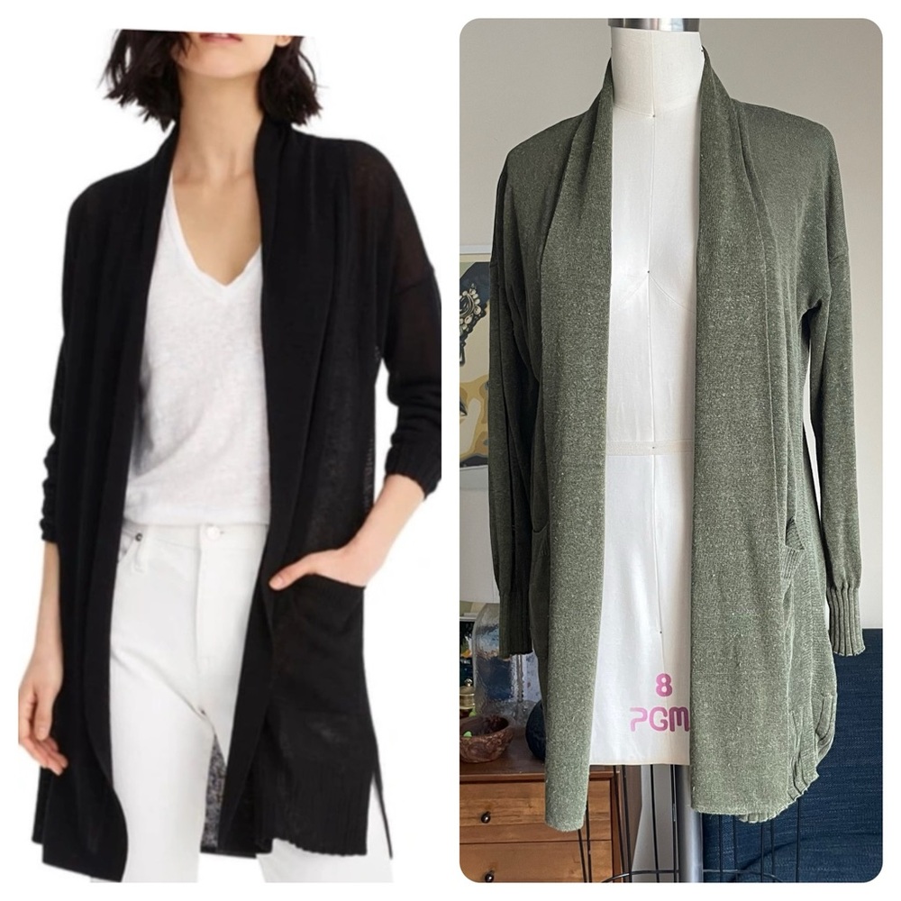 V770 J Crew Linen Slub Knit Cardigan